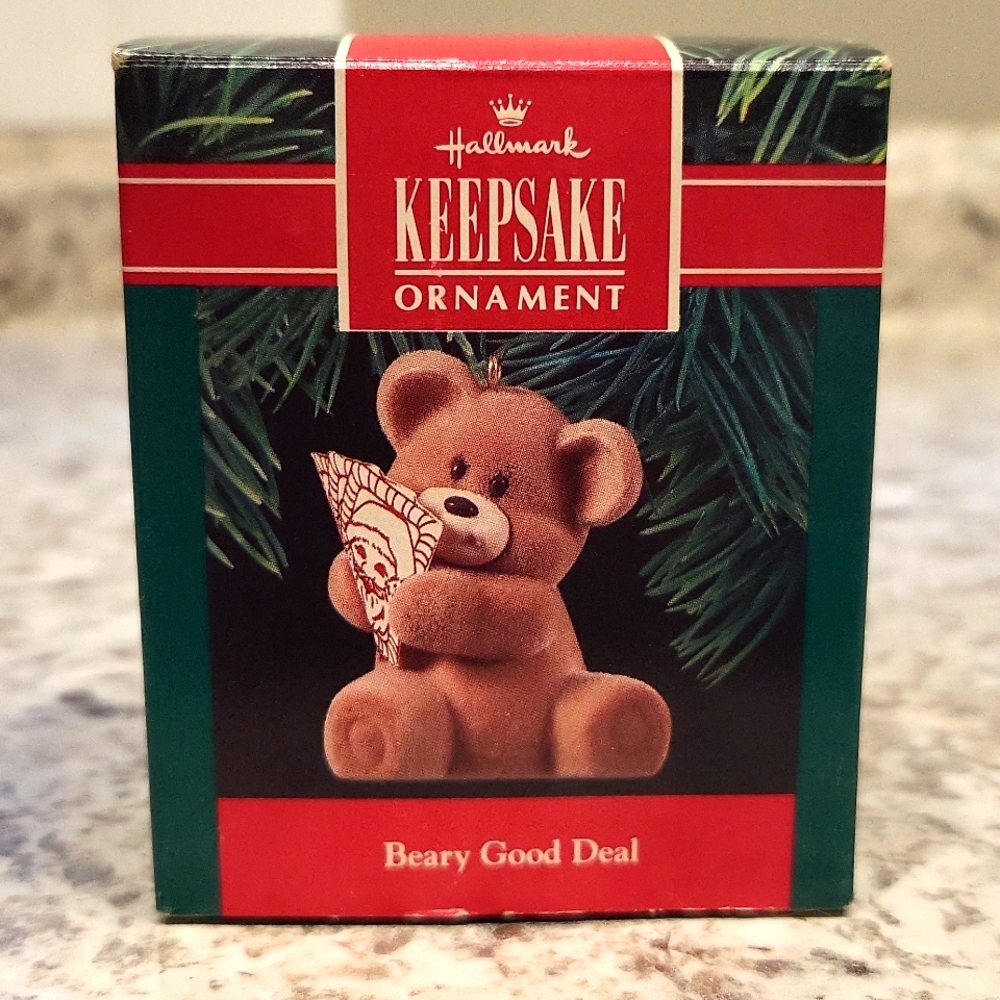 Vintage Hallmark 1990 Beary Good Deal Ornament